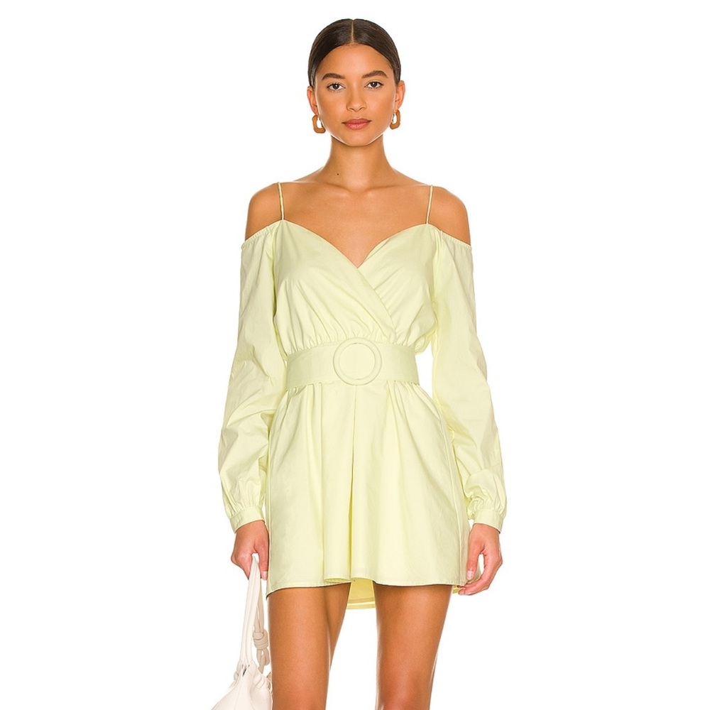 MORE TO COME Leia Off Shoulder Dress (Lime Green)